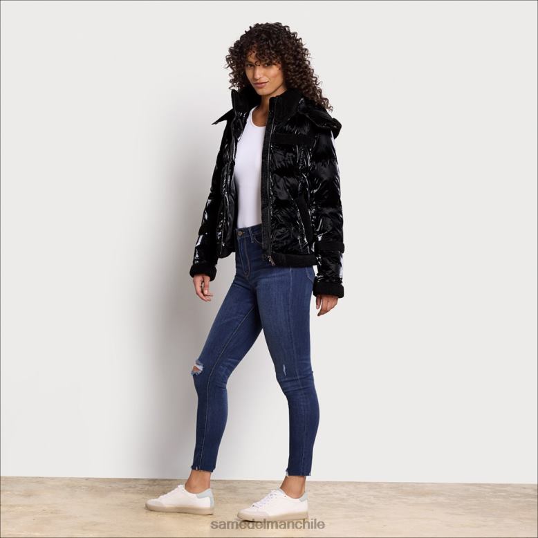 Sam Edelman P802J1134 vestir negro mujer chaqueta acolchada corta con capucha