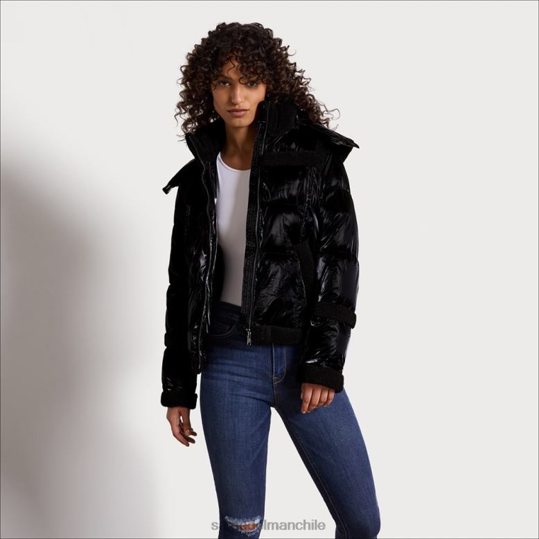 Sam Edelman P802J1134 vestir negro mujer chaqueta acolchada corta con capucha