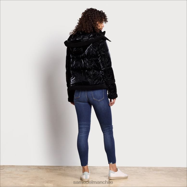 Sam Edelman P802J1134 vestir negro mujer chaqueta acolchada corta con capucha