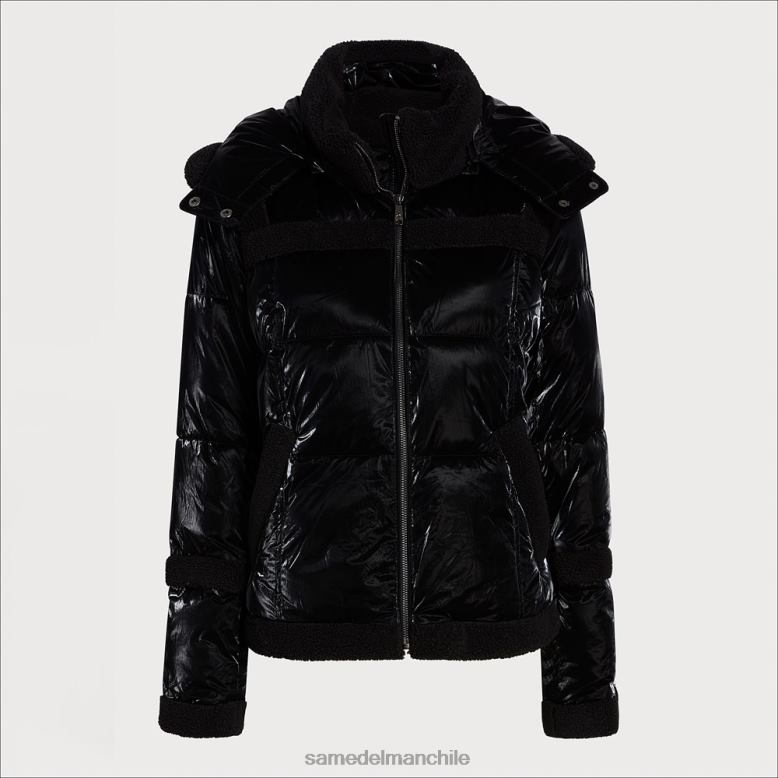 Sam Edelman P802J1134 vestir negro mujer chaqueta acolchada corta con capucha