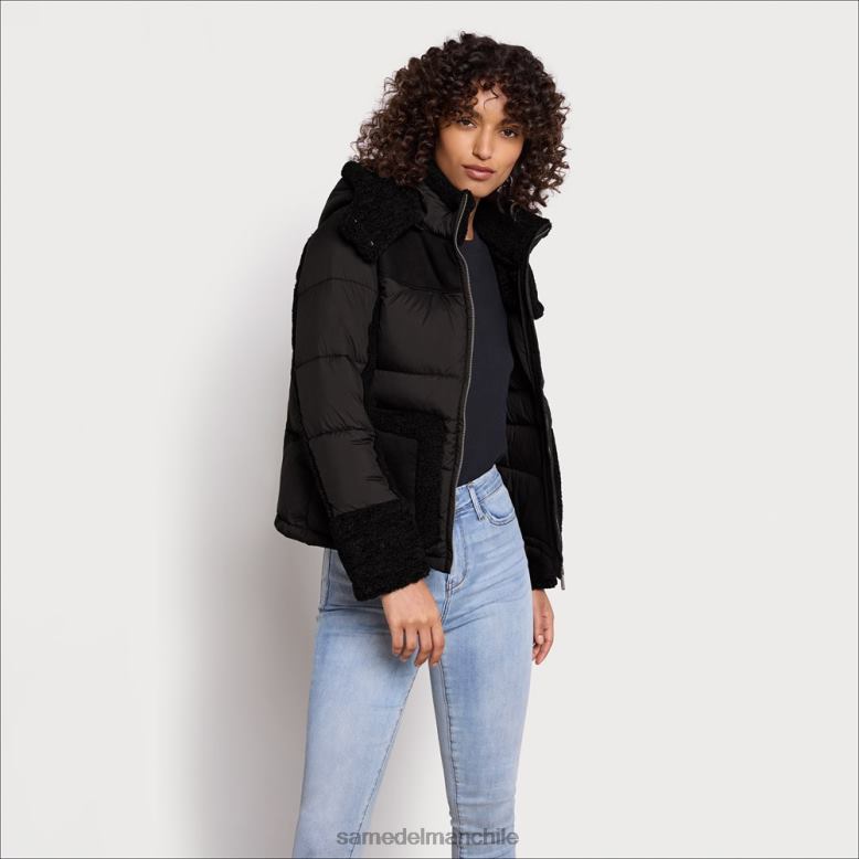 Sam Edelman P802J1161 vestir negro mujer chaqueta acolchada corta con capucha
