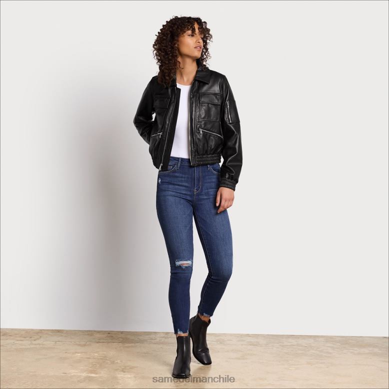 Sam Edelman P802J1166 vestir negro mujer chaqueta corta de cuero de aviador