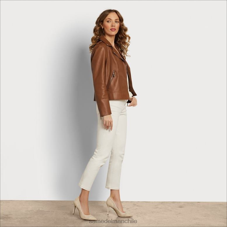 Sam Edelman P802J1180 vestir coñac mujer chaqueta de moto de cuero
