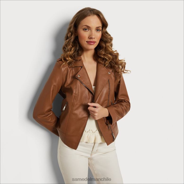 Sam Edelman P802J1180 vestir coñac mujer chaqueta de moto de cuero