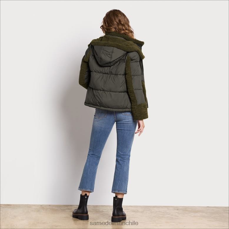 Sam Edelman P802J1252 vestir aceituna mujer chaqueta acolchada corta con capucha