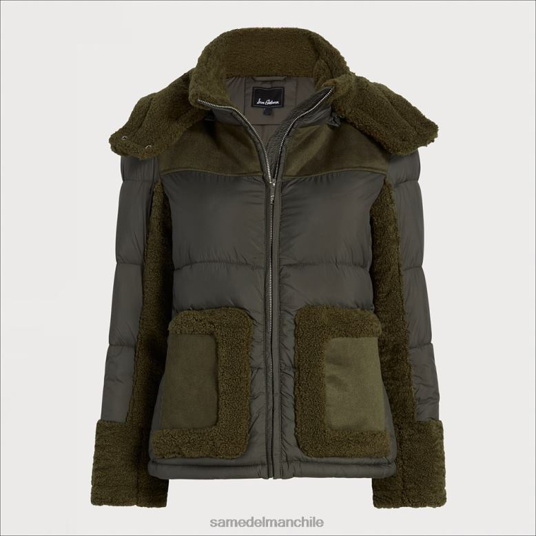 Sam Edelman P802J1252 vestir aceituna mujer chaqueta acolchada corta con capucha