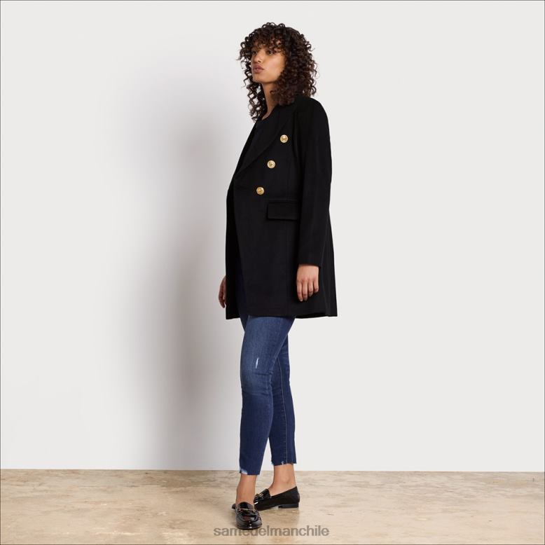 Sam Edelman P802J1284 vestir negro mujer abrigo militar de lana