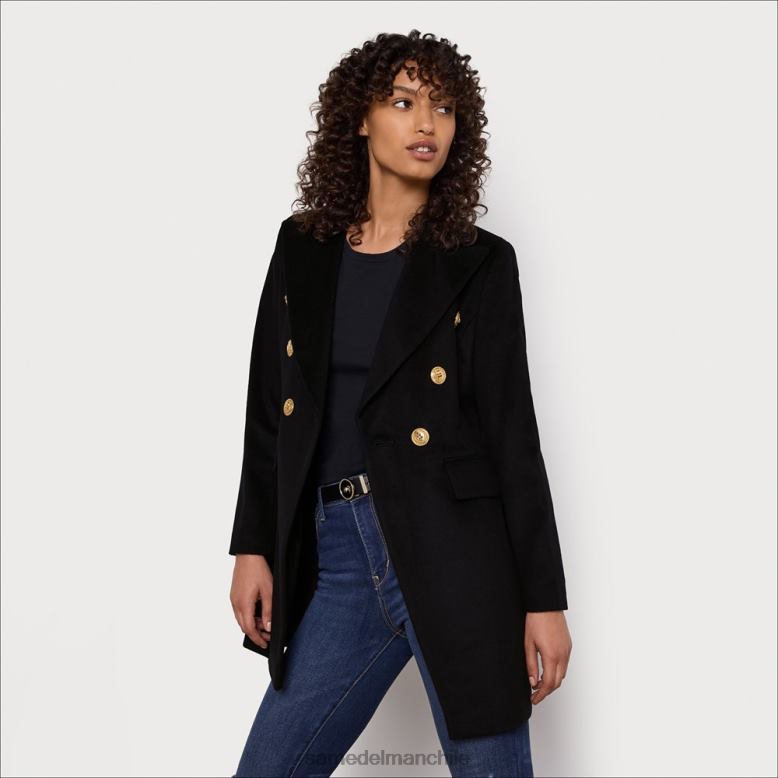 Sam Edelman P802J1284 vestir negro mujer abrigo militar de lana