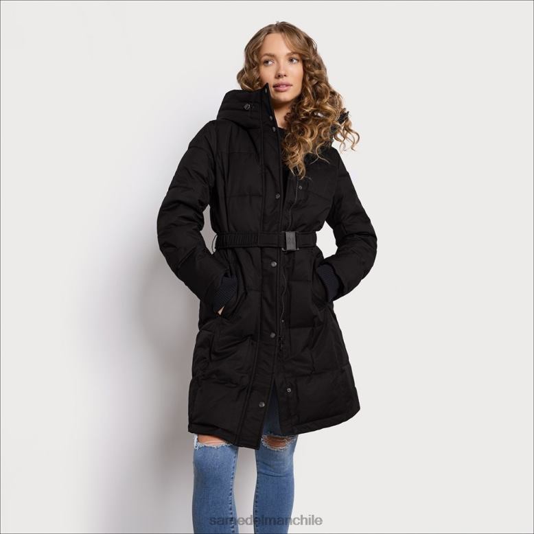 Sam Edelman P802J1300 vestir negro mujer puffer con cinturón y cuello tipo almohada
