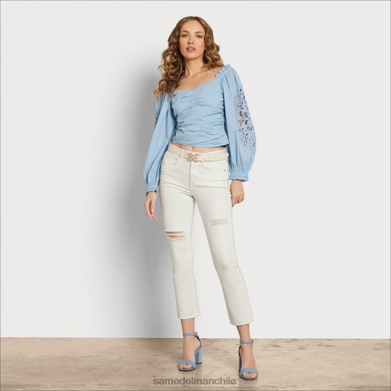 Sam Edelman P802J1184 vestir blanco mujer pantalones acampanados linnie de talle medio
