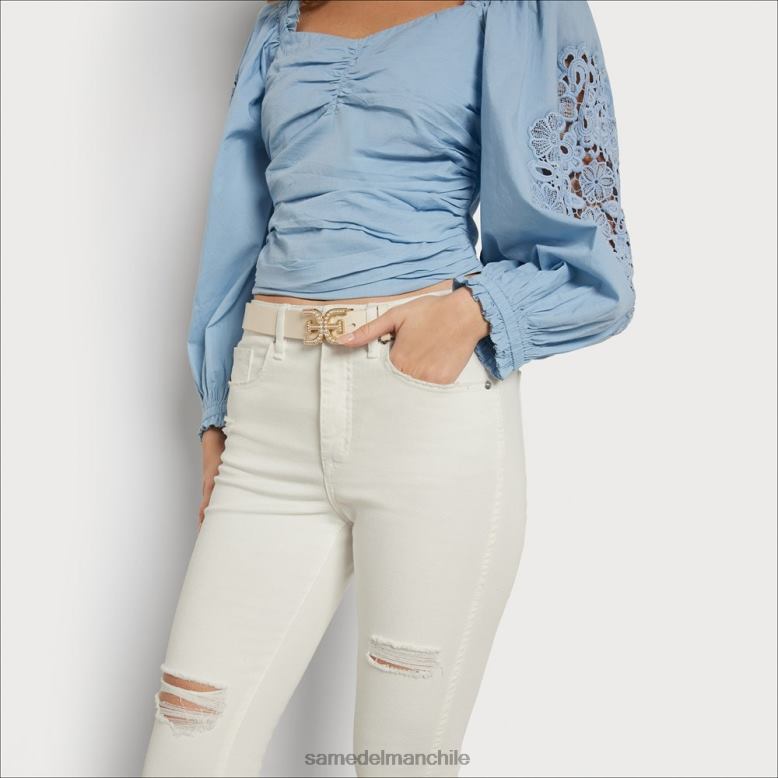 Sam Edelman P802J1184 vestir blanco mujer pantalones acampanados linnie de talle medio