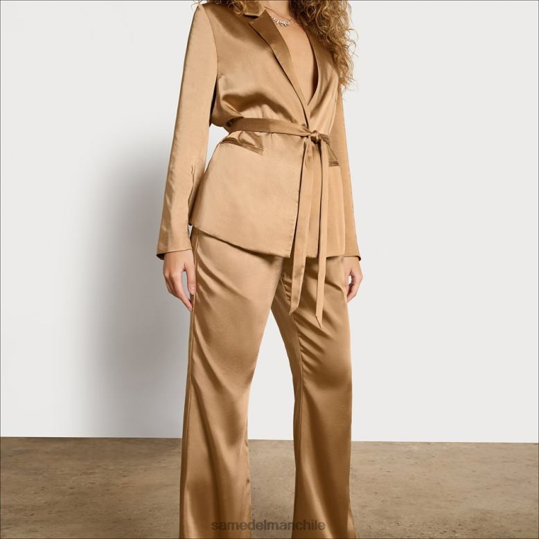 Sam Edelman P802J1232 vestir champán satinado mujer pantalones anchos Codie de talle alto