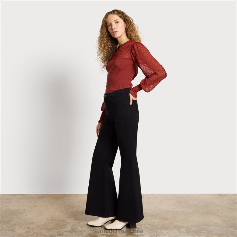 Sam Edelman P802J1249 vestir negro verdadero mujer llamarada de la bahía de gran altura