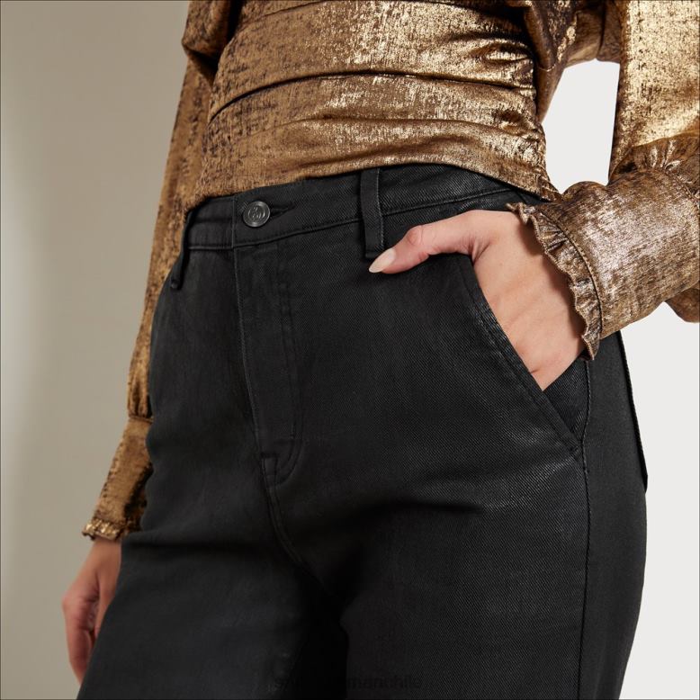 Sam Edelman P802J1274 vestir recubierto de negro mujer pantalones acampanados de talle alto bay