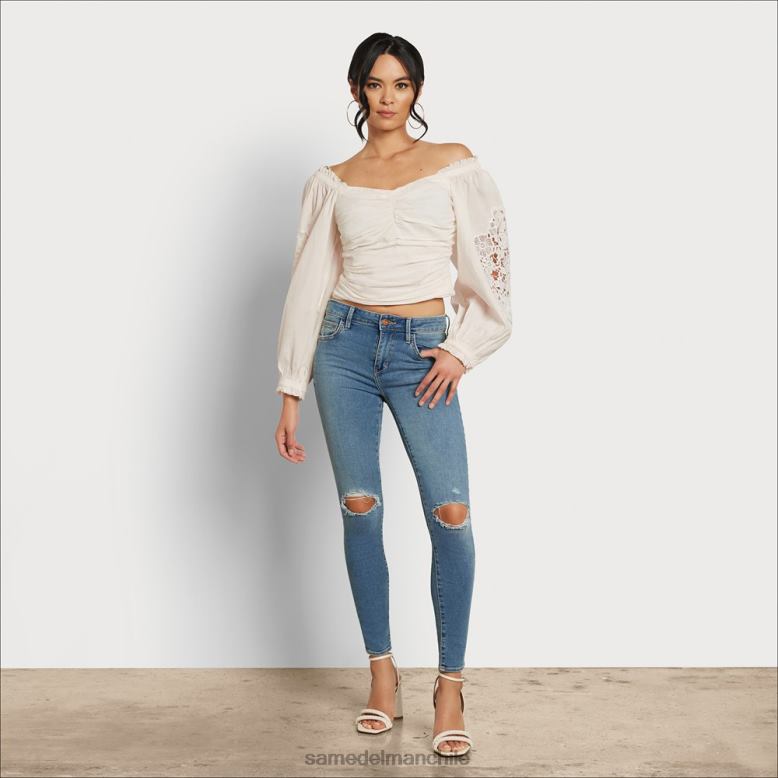 Sam Edelman P802J1178 vestir gardenia mujer top stevie fruncido de manga larga