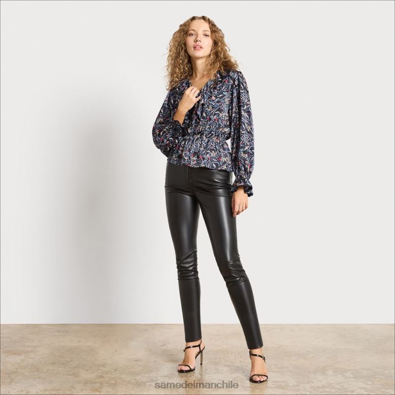 Sam Edelman P802J1242 vestir paisley negro mujer top Vermont de manga larga