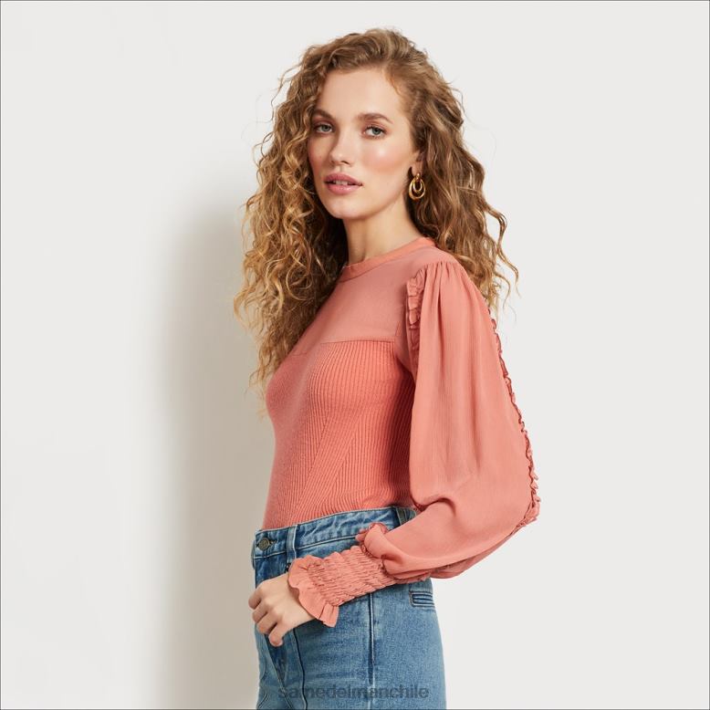 Sam Edelman P802J1267 vestir arcilla del cañón mujer top julian de manga larga