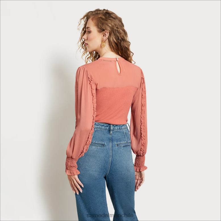 Sam Edelman P802J1267 vestir arcilla del cañón mujer top julian de manga larga