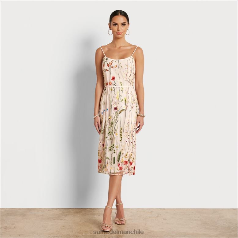 Sam Edelman P802J1064 vestir crudo multicolor mujer vestido midi con bordado floral