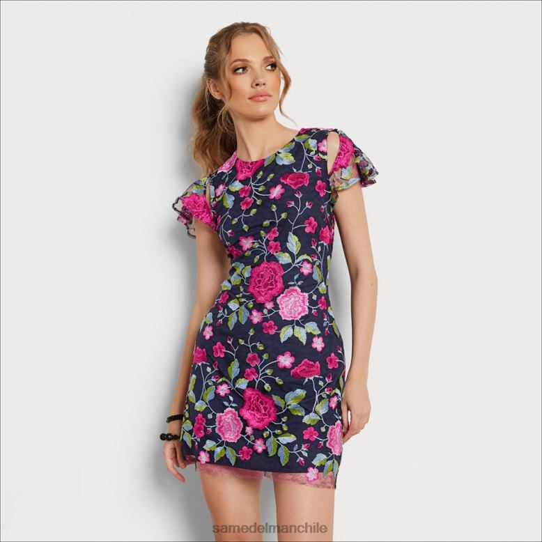 Sam Edelman P802J1067 vestir azul marino multicolor mujer vestido con bordado floral