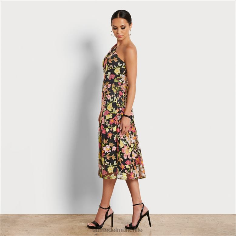Sam Edelman P802J1073 vestir melocotón multi mujer Vestido midi floral con bordado de 1 hombro
