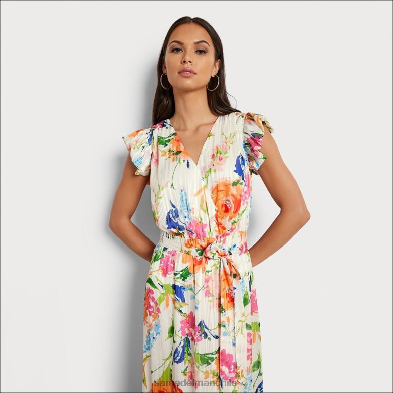 Sam Edelman P802J1085 vestir blanco multicolor mujer vestido midi floral con cuello en V