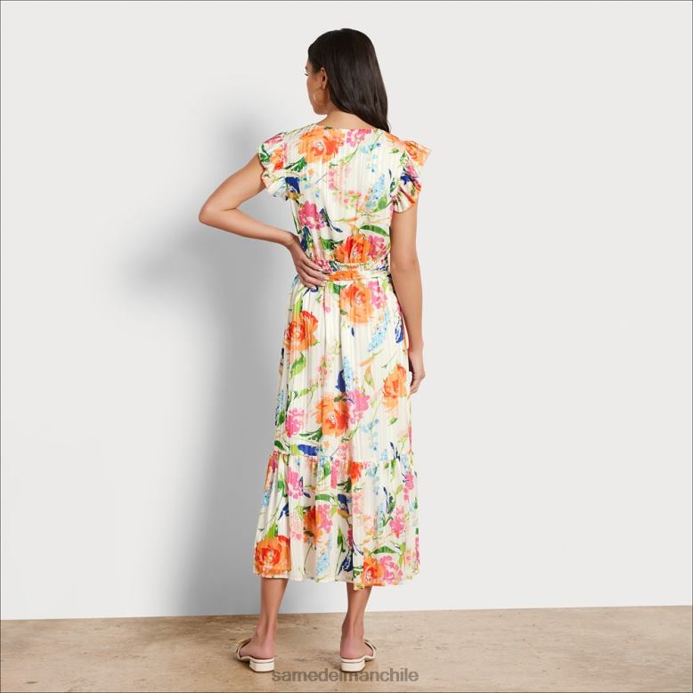 Sam Edelman P802J1085 vestir blanco multicolor mujer vestido midi floral con cuello en V