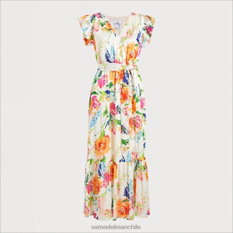 Sam Edelman P802J1085 vestir blanco multicolor mujer vestido midi floral con cuello en V
