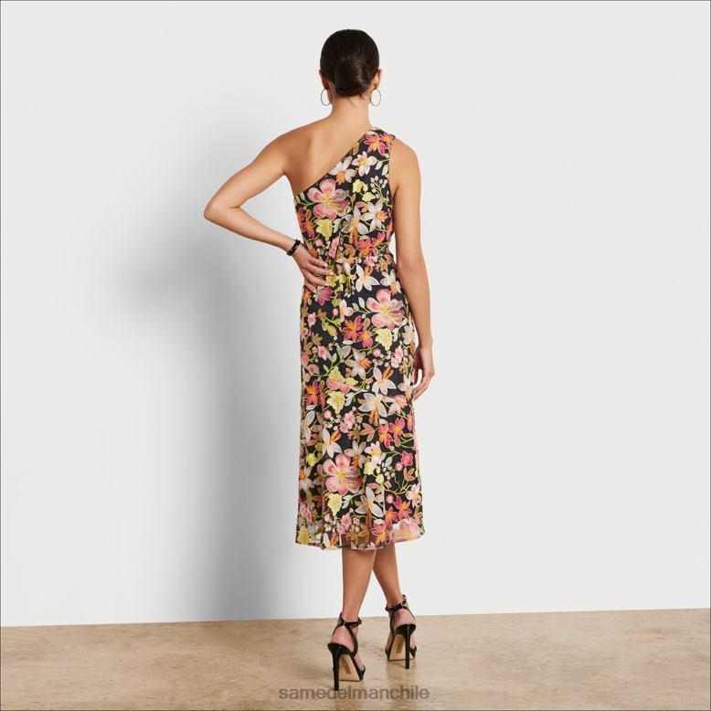 Sam Edelman P802J1086 vestir melocotón multi mujer vestido midi con bordado floral y un hombro
