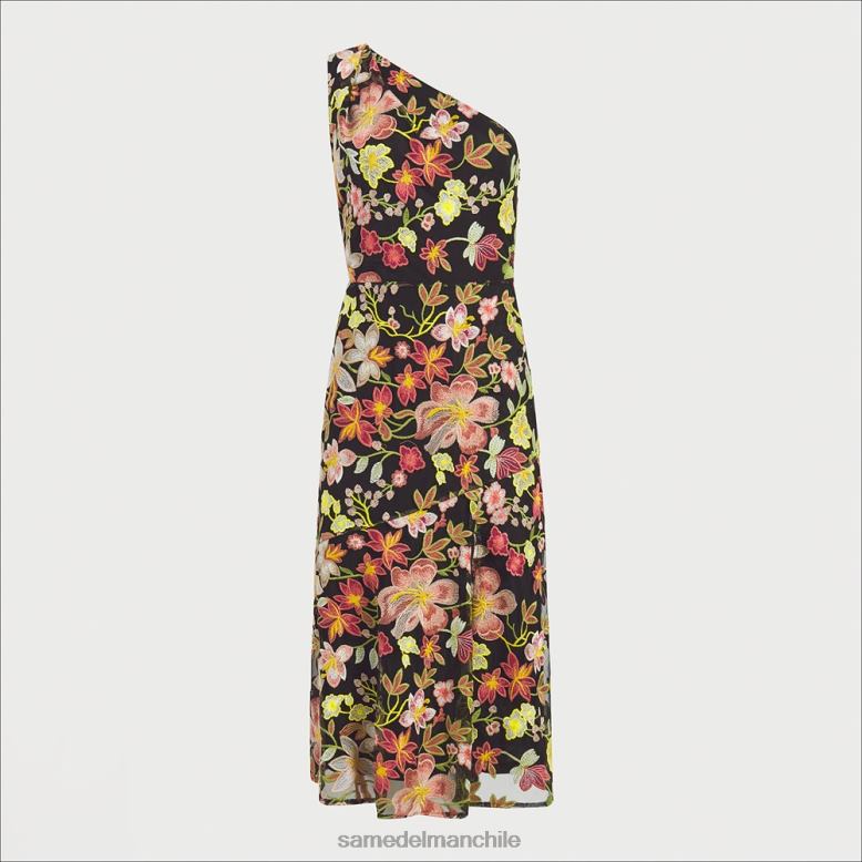 Sam Edelman P802J1086 vestir melocotón multi mujer vestido midi con bordado floral y un hombro