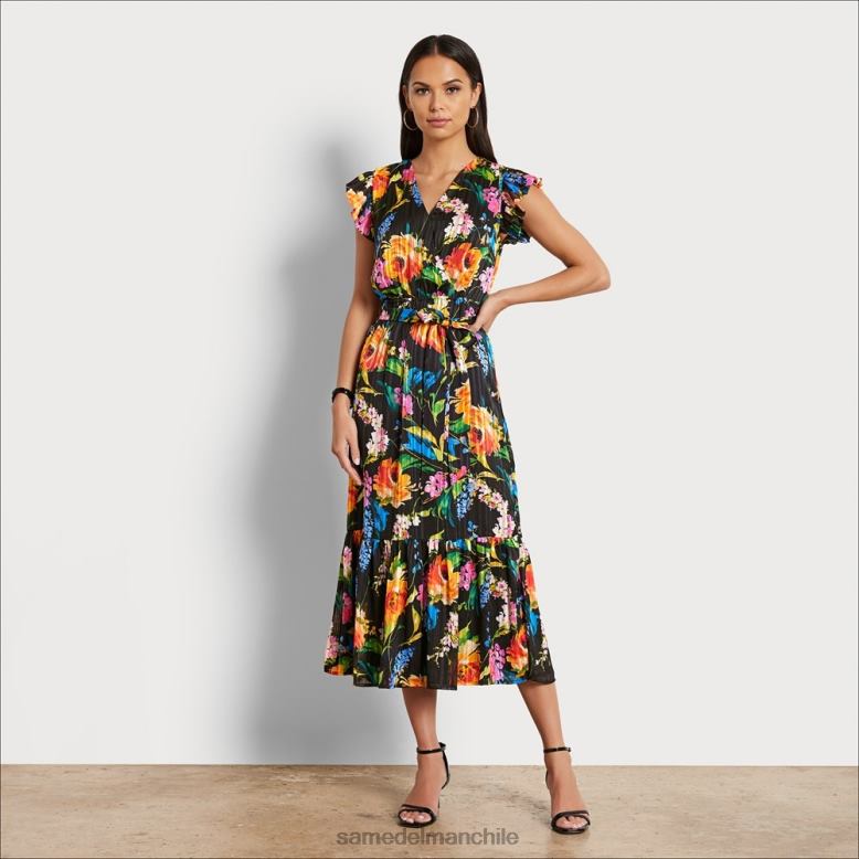 Sam Edelman P802J1098 vestir negro múltiple mujer vestido midi cruzado con estampado floral