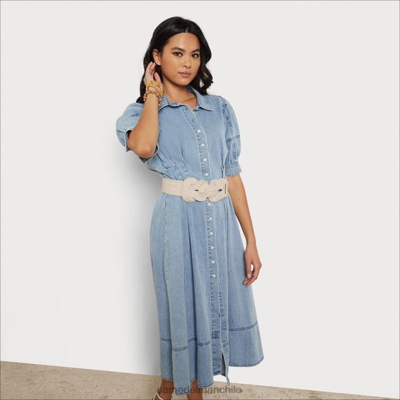 Sam Edelman P802J1109 vestir cambray azul mujer vestido midi aria