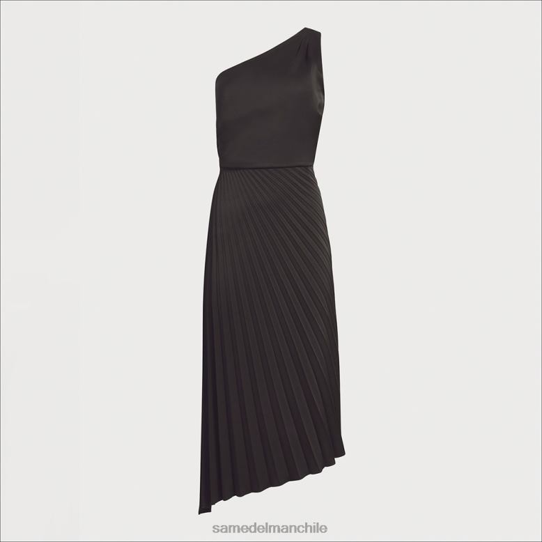 Sam Edelman P802J1113 vestir negro mujer vestido midi plisado con un hombro