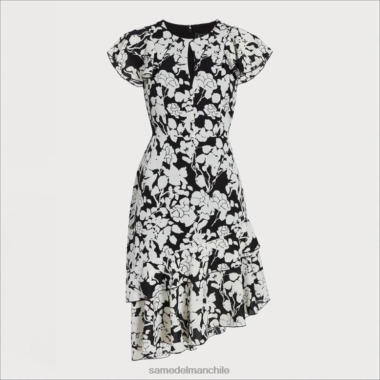 Sam Edelman P802J1153 vestir blanco negro mujer vestido asimétrico floral