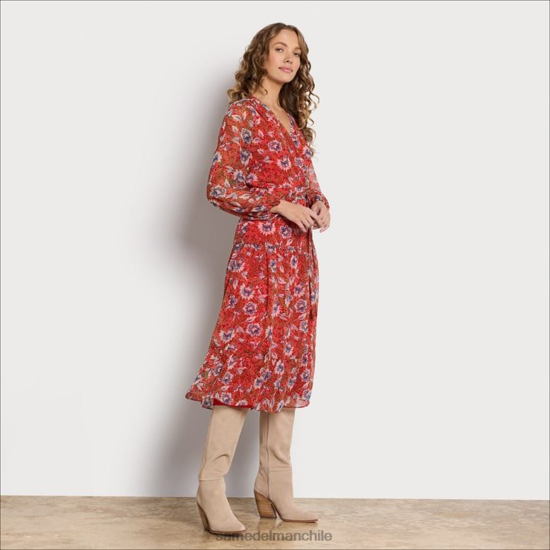 Sam Edelman P802J1154 vestir rojo múltiple mujer vestido largo con cuello en V