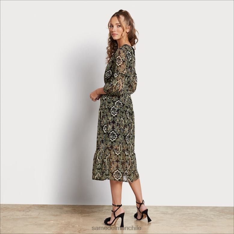 Sam Edelman P802J1159 vestir verde oscuro mujer hola cuello maxi loden