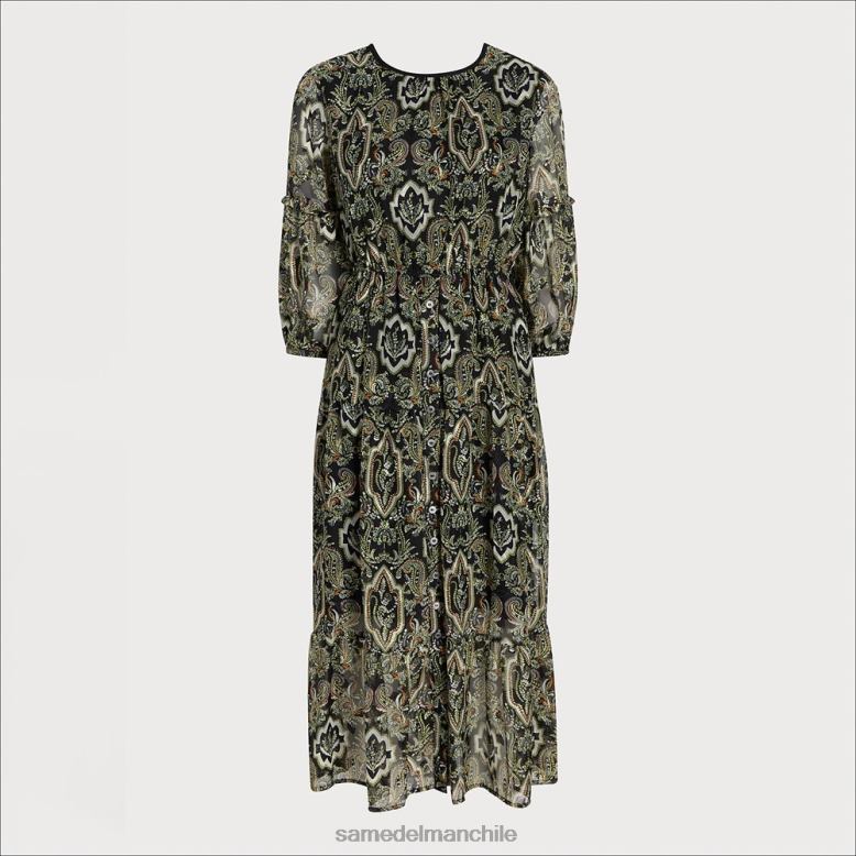 Sam Edelman P802J1159 vestir verde oscuro mujer hola cuello maxi loden