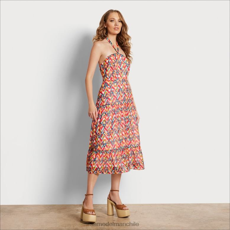 Sam Edelman P802J1165 vestir corales múltiples mujer vestido largo con estampado geométrico