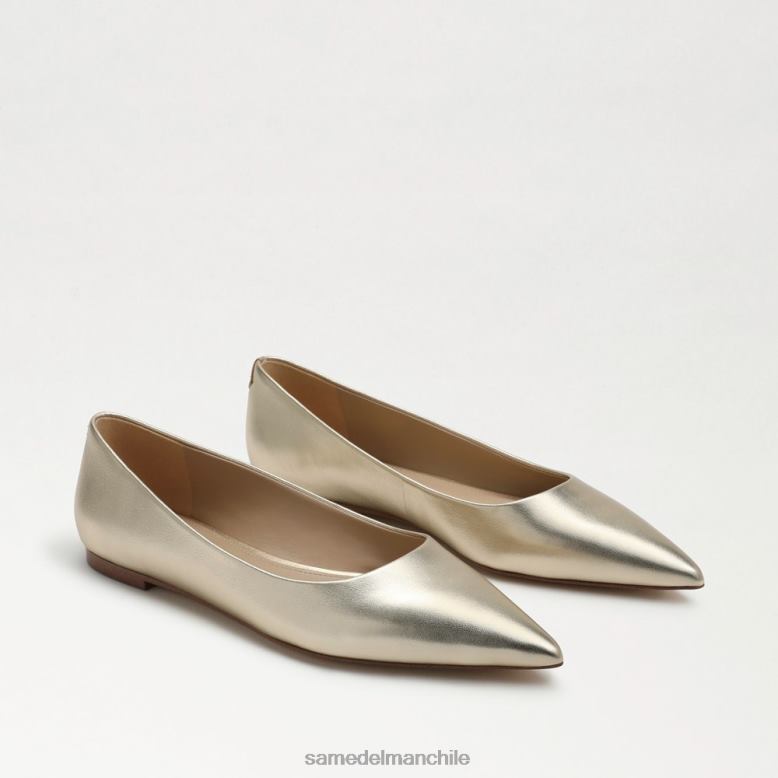 Sam Edelman P802J481 calzado cuero de oro fundido mujer wanda punta plana plana