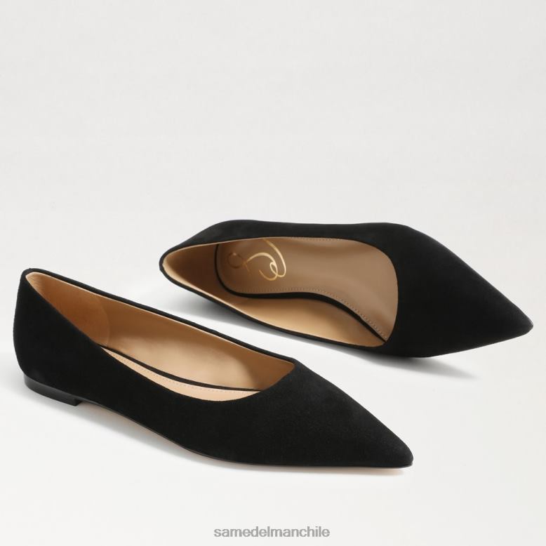 Sam Edelman P802J484 calzado ante negro mujer wanda punta plana plana