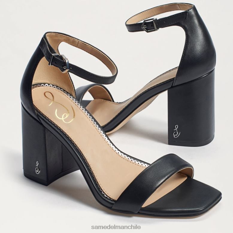 Sam Edelman P802J299 calzado cuero negro mujer sandalia daniella con tacón cuadrado