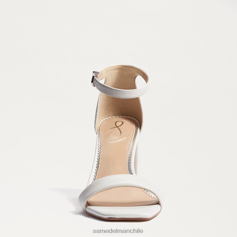 Sam Edelman P802J300 calzado cuero blanco brillante mujer sandalia daniella con tacón cuadrado