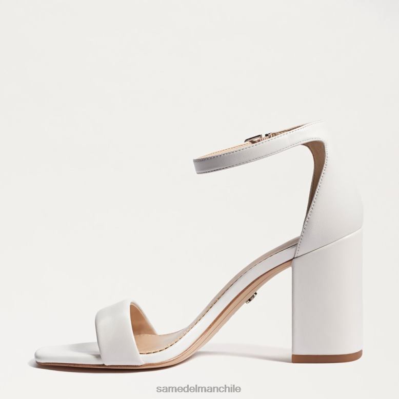 Sam Edelman P802J300 calzado cuero blanco brillante mujer sandalia daniella con tacón cuadrado