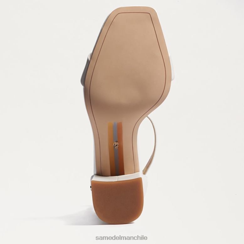Sam Edelman P802J300 calzado cuero blanco brillante mujer sandalia daniella con tacón cuadrado