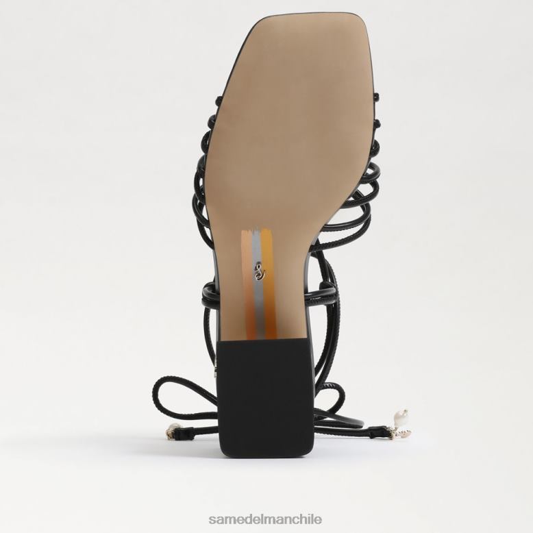 Sam Edelman P802J398 calzado cuero negro mujer sandalia westley con tacón cuadrado y cordones