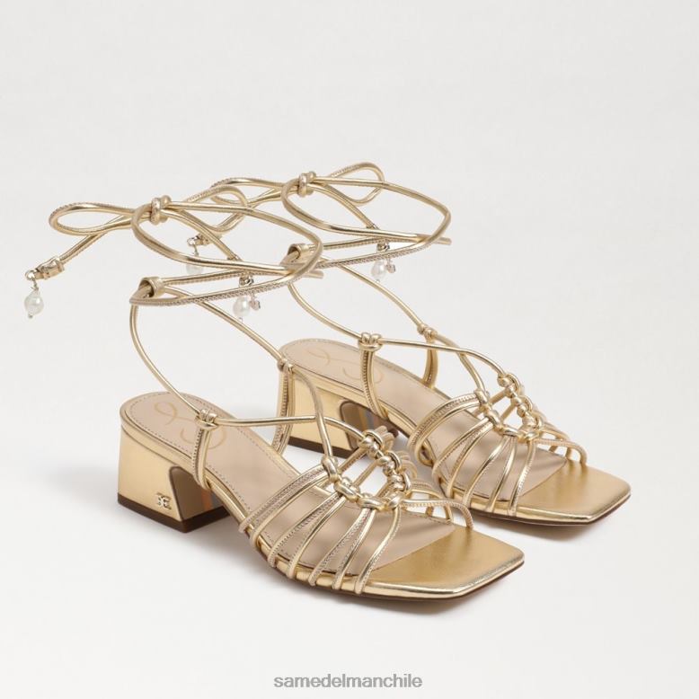 Sam Edelman P802J399 calzado oro ámbar mujer sandalia westley con tacón cuadrado y cordones