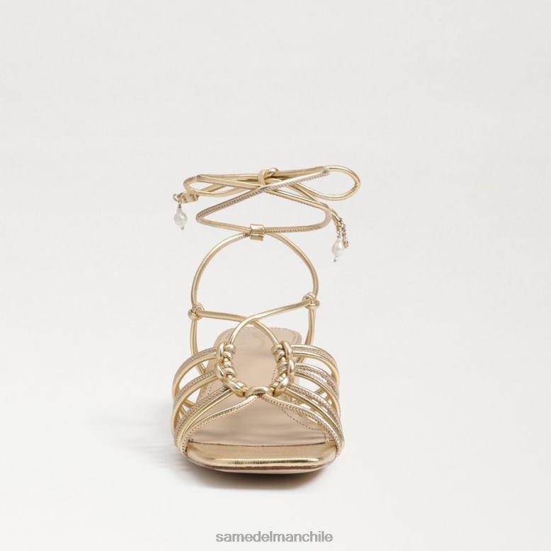 Sam Edelman P802J399 calzado oro ámbar mujer sandalia westley con tacón cuadrado y cordones