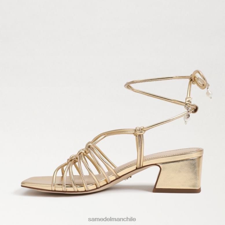 Sam Edelman P802J399 calzado oro ámbar mujer sandalia westley con tacón cuadrado y cordones