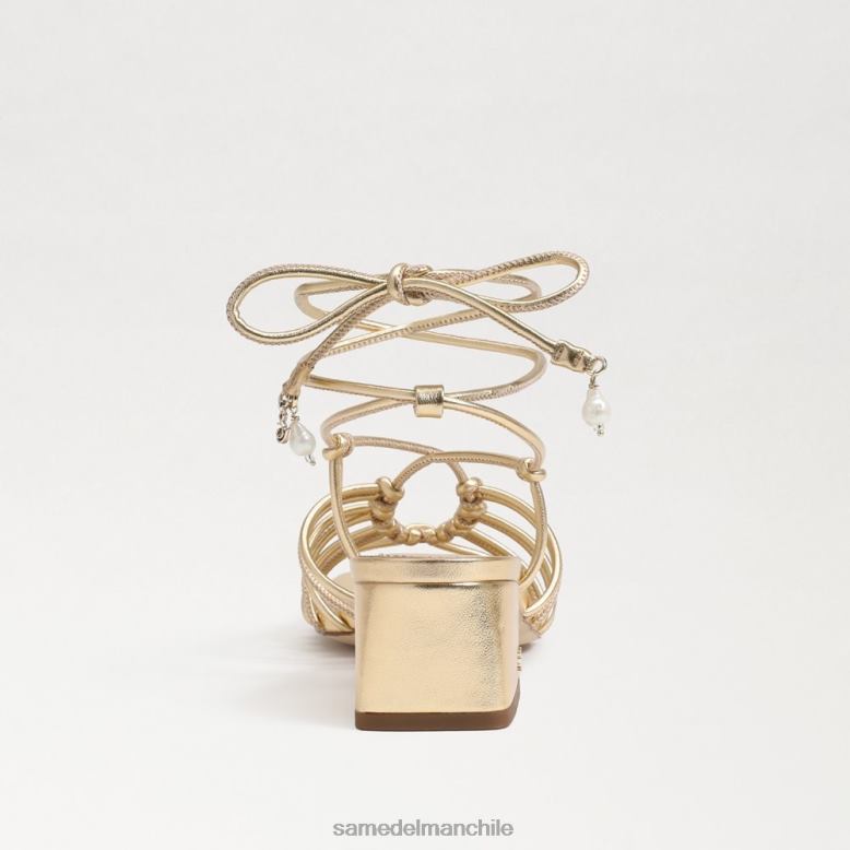 Sam Edelman P802J399 calzado oro ámbar mujer sandalia westley con tacón cuadrado y cordones