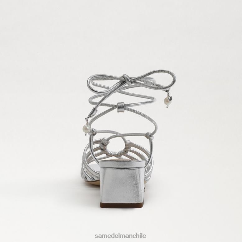 Sam Edelman P802J400 calzado plata suave mujer sandalia westley con tacón cuadrado y cordones